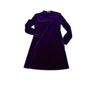 Vintage Purple Velvet Long Sleeve Mini Dress 16